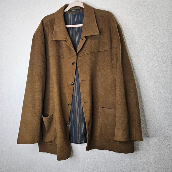 NORTON DITTO Car Coat Mens Wool Silk Cashmere Blend Blazer Jacket Brown 48R Blue